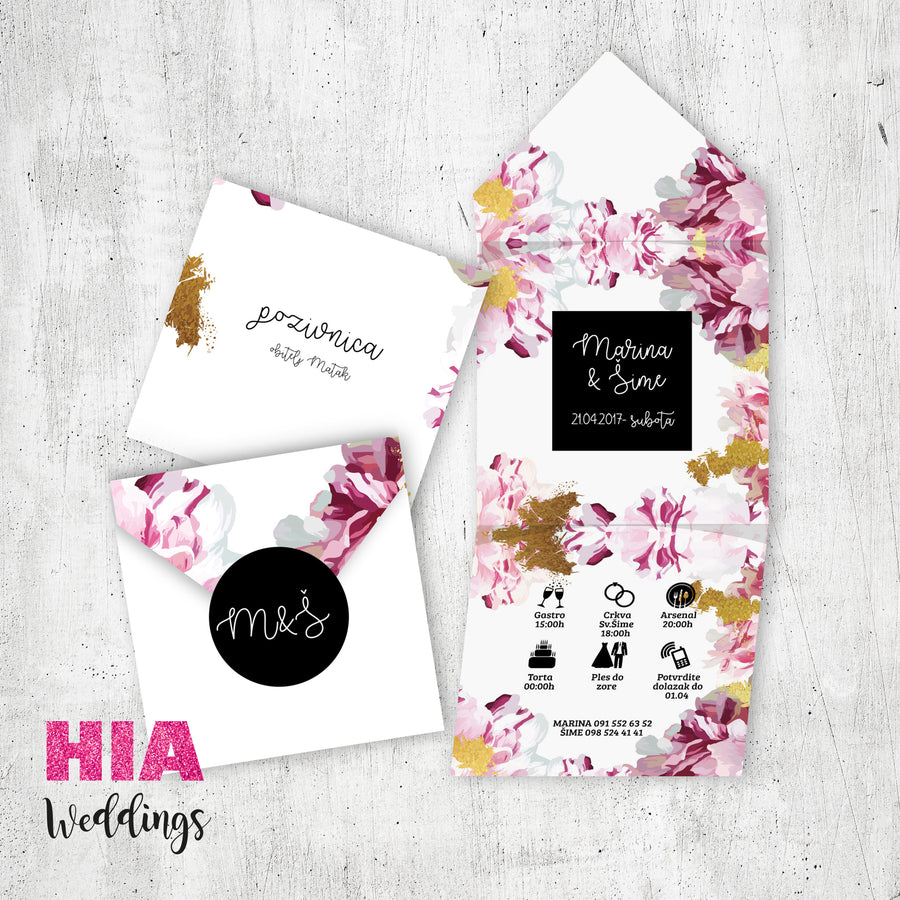 Pozivnice Za Vjenčanje - Dizajn 56 - Format H - Papir: bijeli @HIA Weddings